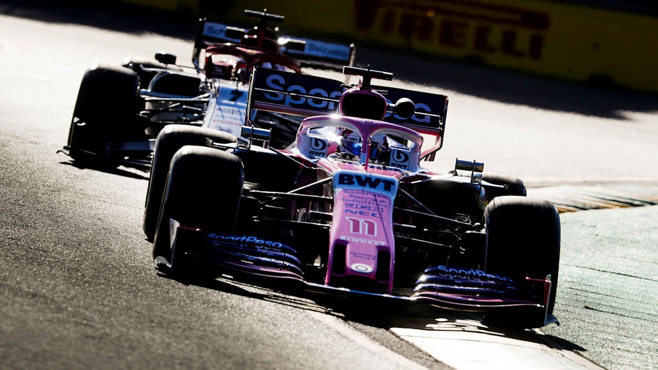 MELBOURNE GRAND PRIX CIRCUIT, AUSTRALIA - MARCH 15: Sergio Perez, Racing Point RP19, leads Kimi Raikkonen, Alfa Romeo Racing C38 during the Australian GP at Melbourne Grand Prix Circuit on March 15, 2019 in Melbourne Grand Prix Circuit, Australia. (Photo by Steven Tee / LAT Images)