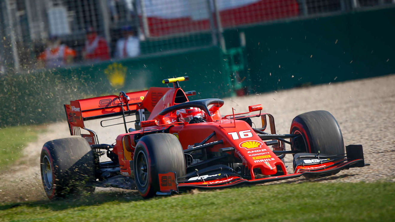 MELBOURNE GRAND PRIX CIRCUIT, AUSTRALIA - MARCH 17: Charles Leclerc, Ferrari SF90 runs wide during the Australian GP at Melbourne Grand Prix Circuit on March 17, 2019 in Melbourne Grand Prix Circuit, Australia. (Photo by Andy Hone / LAT Images)