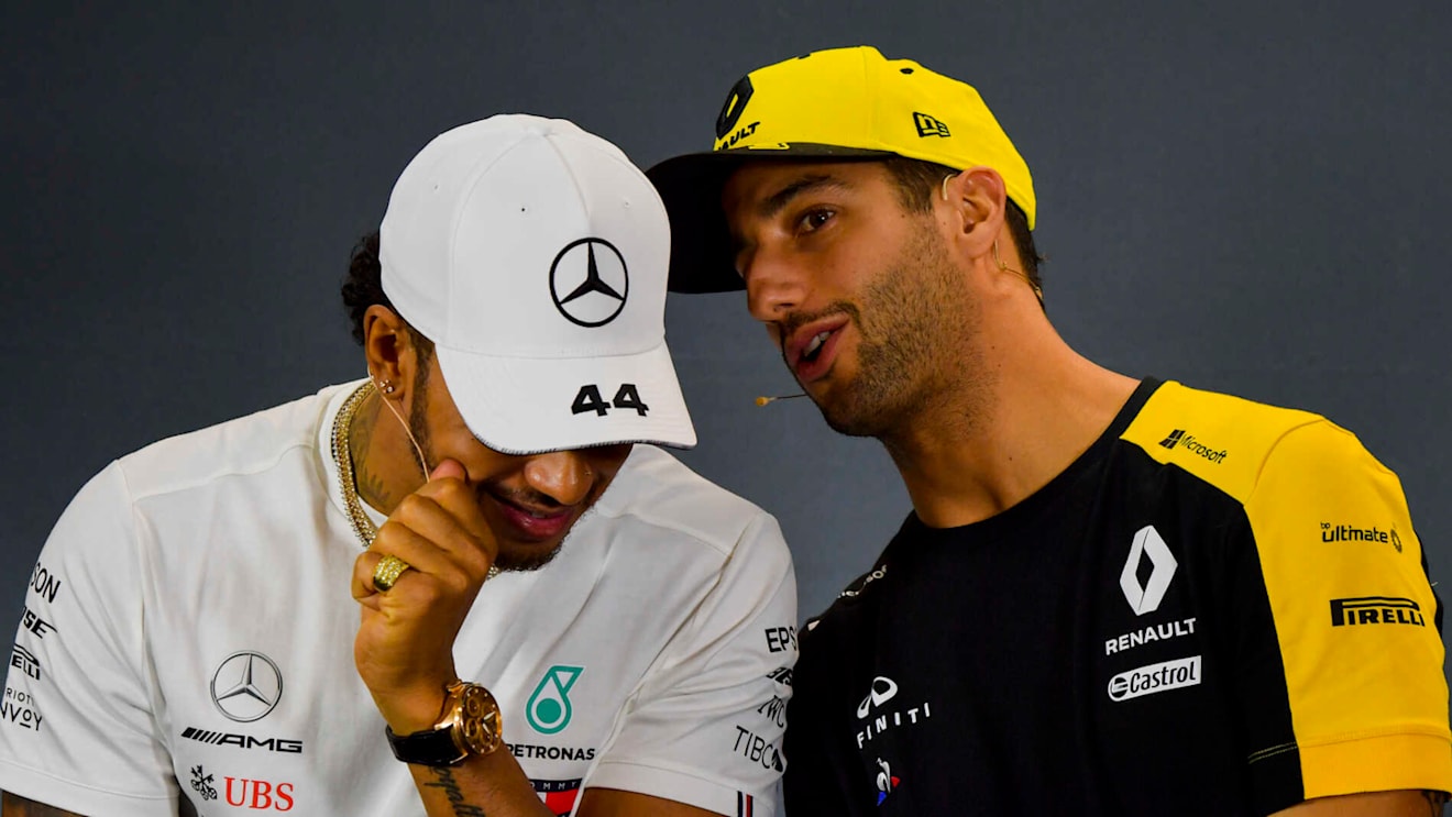MELBOURNE GRAND PRIX CIRCUIT, AUSTRALIA - MARCH 14: Lewis Hamilton, Mercedes AMG F1 and Daniel Ricciardo, Renault F1 Team in Press Conference during the Australian GP at Melbourne Grand Prix Circuit on March 14, 2019 in Melbourne Grand Prix Circuit, Australia. (Photo by Jerry Andre / Sutton Images)