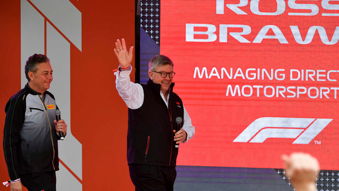 MELBOURNE GRAND PRIX CIRCUIT, AUSTRALIA - MARCH 13: Mario Isola, Racing Manager, Pirelli Motorsport, and Ross Brawn, Managing Director of Motorsports, FOM at the Federation Square event during the Australian GP at Melbourne Grand Prix Circuit on March 13, 2019 in Melbourne Grand Prix Circuit, Australia. (Photo by Mark Sutton / Sutton Images)