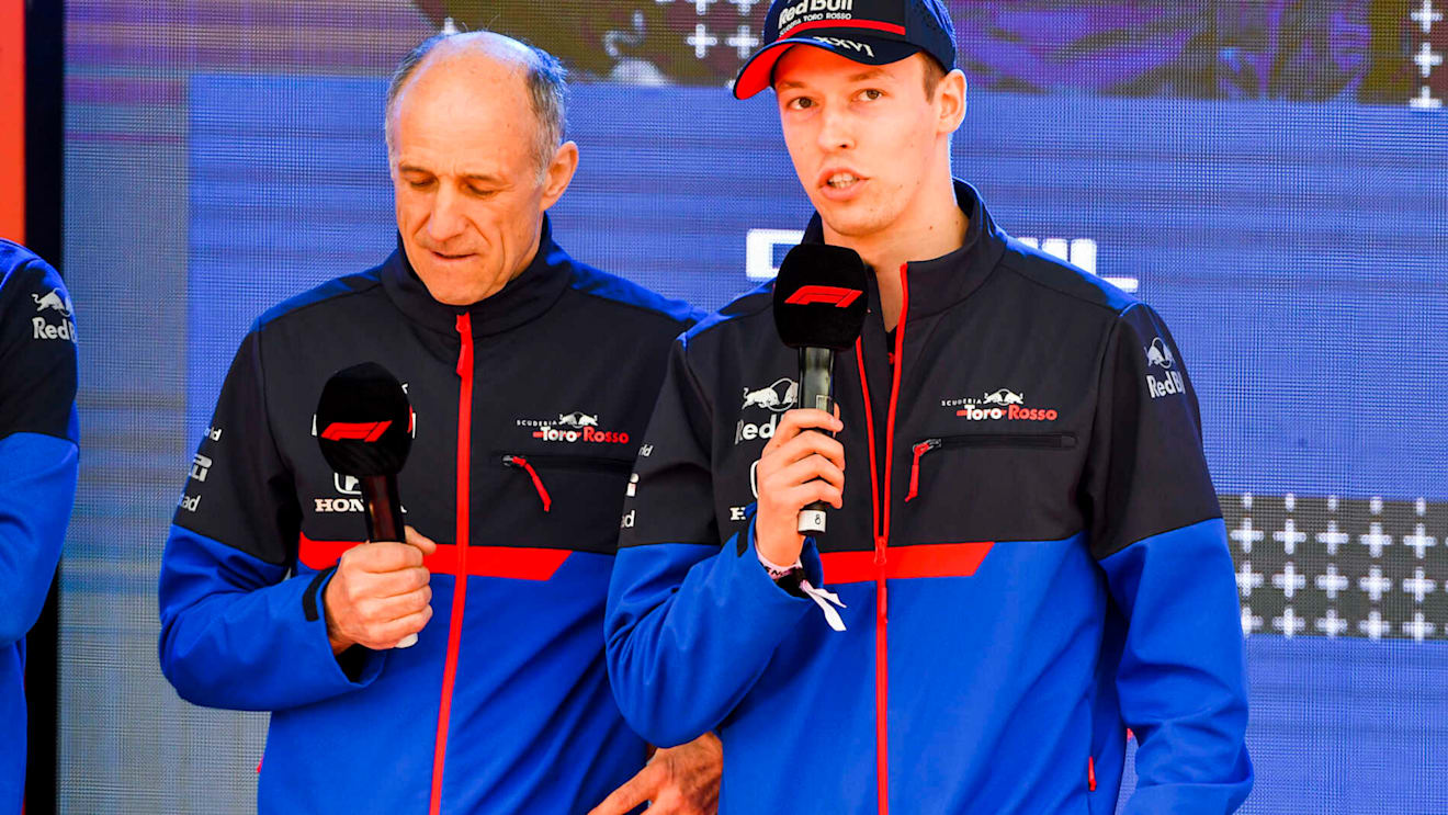 MELBOURNE GRAND PRIX CIRCUIT, AUSTRALIA - MARCH 13: Franz Tost, Team Principal, Toro Rosso and Daniil Kvyat, Toro Rosso at the Federation Square event during the Australian GP at Melbourne Grand Prix Circuit on March 13, 2019 in Melbourne Grand Prix Circuit, Australia. (Photo by Mark Sutton / Sutton Images)