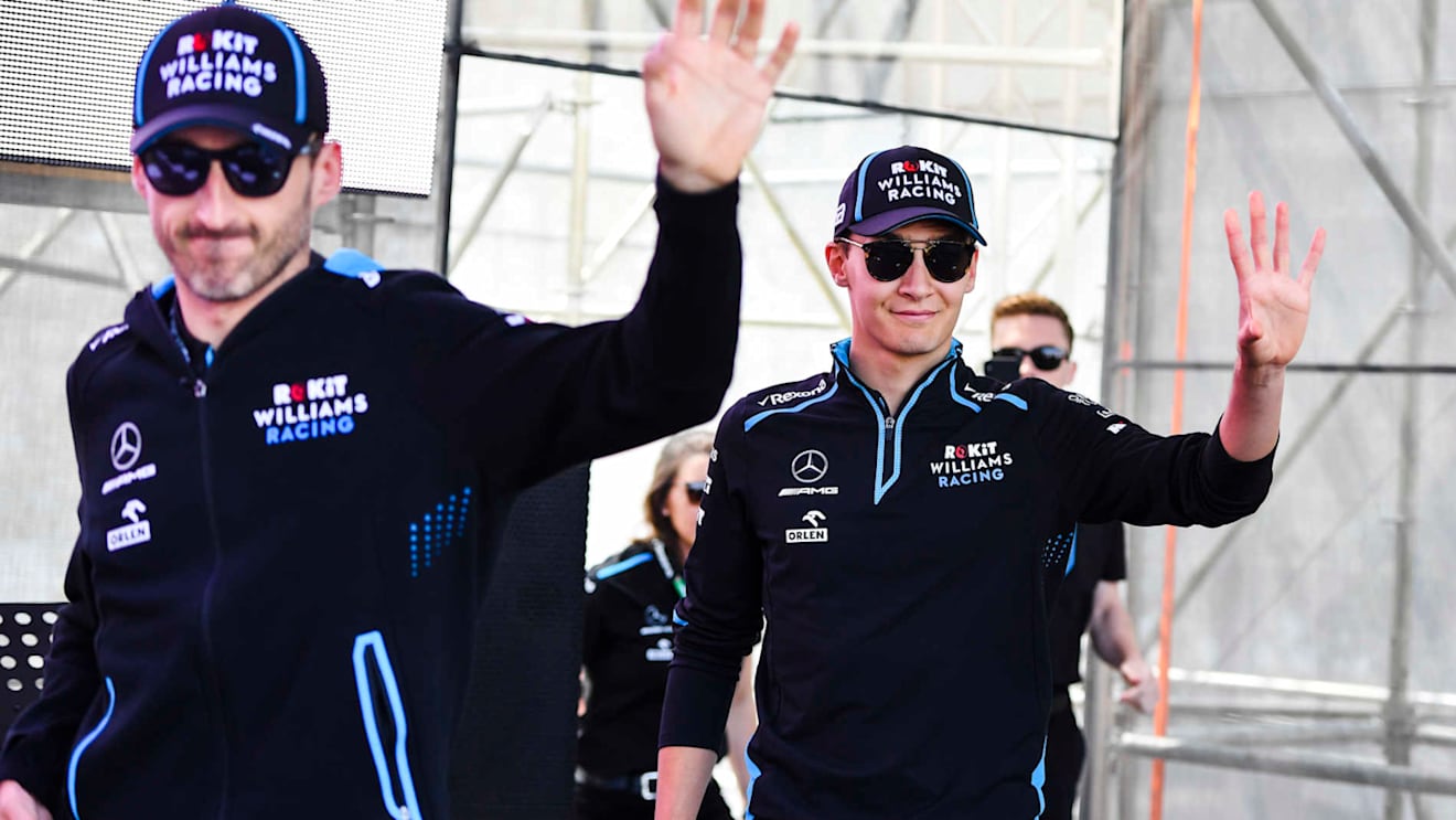 BAKU CITY CIRCUIT, AZERBAIJAN - APRIL 28: Robert Kubica, Williams Racing and George Russell, Williams Racing during the Azerbaijan GP at Baku City Circuit on April 28, 2019 in Baku City Circuit, Azerbaijan. (Photo by Simon Galloway / Sutton Images)