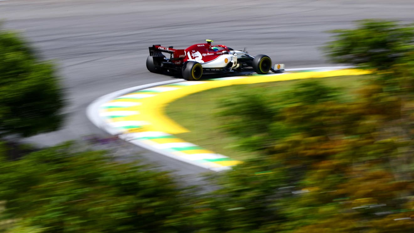 SAO PAULO, BRAZIL - NOVEMBER 17: Antonio Giovinazzi of Italy driving the (99) Alfa Romeo Racing C38 Ferrari on track during the F1 Grand Prix of Brazil at Autodromo Jose Carlos Pace on November 17, 2019 in Sao Paulo, Brazil. (Photo by Dan Istitene/Getty Images)
