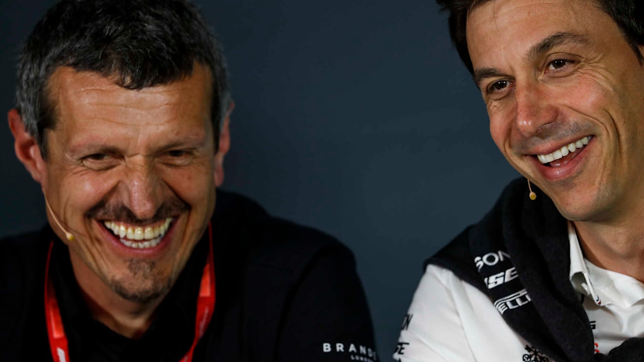 CIRCUIT GILLES-VILLENEUVE, CANADA - JUNE 07: Guenther Steiner, Team Principal, Haas F1, and Toto Wolff, Executive Director (Business), Mercedes AMG, in the Team Principals Press Conference during the Canadian GP at Circuit Gilles-Villeneuve on June 07, 2019 in Circuit Gilles-Villeneuve, Canada. (Photo by Zak Mauger / LAT Images)