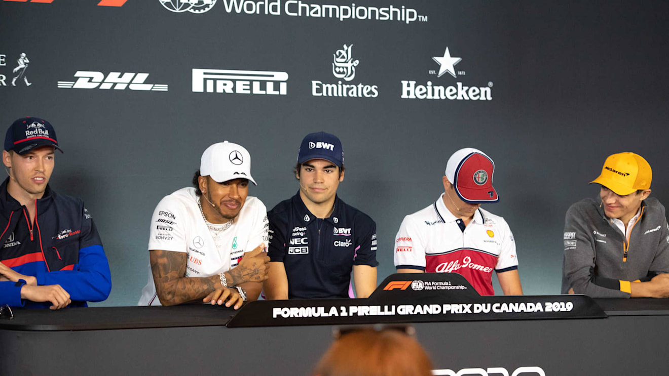 CIRCUIT GILLES-VILLENEUVE, CANADA - JUNE 06: Daniil Kvyat, Toro Rosso, Lewis Hamilton, Mercedes AMG F1, Lance Stroll, Racing Point, Kimi Raikkonen, Alfa Romeo Racing and Lando Norris, McLaren during the Canadian GP at Circuit Gilles-Villeneuve on June 06, 2019 in Circuit Gilles-Villeneuve, Canada. (Photo by Simon Galloway / Sutton Images)