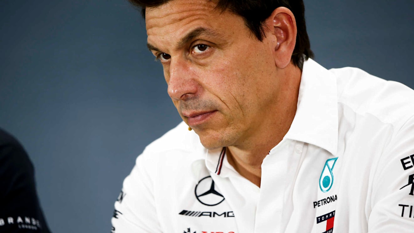 HOCKENHEIMRING, GERMANY - JULY 26: Toto Wolff, Executive Director (Business), Mercedes AMG, in the Team Principals Press Conference during the German GP at Hockenheimring on July 26, 2019 in Hockenheimring, Germany. (Photo by Andy Hone / LAT Images)