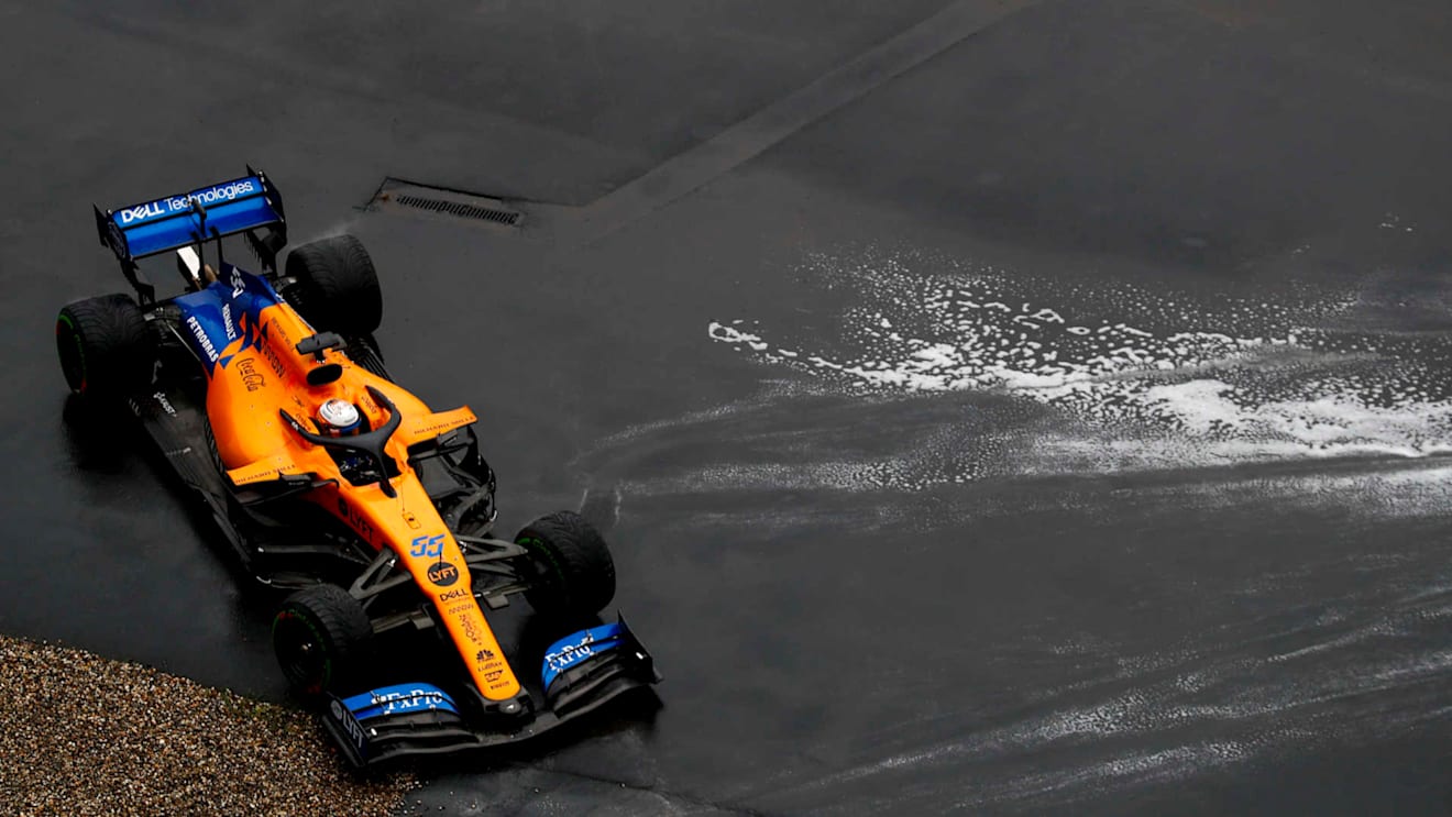 HOCKENHEIMRING, GERMANY - JULY 28: Carlos Sainz, McLaren MCL34 runs wide during the German GP at Hockenheimring on July 28, 2019 in Hockenheimring, Germany. (Photo by Sam Bloxham / LAT Images)