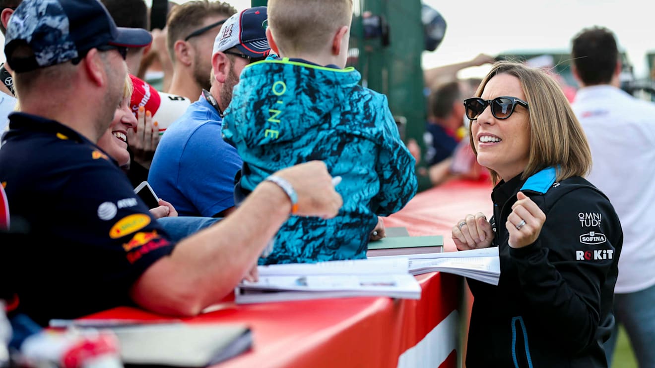 SILVERSTONE, UNITED KINGDOM - JULY 12: Claire Williams, Deputy Team Principal, Williams Racing sign during the British GP at Silverstone on July 12, 2019 in Silverstone, United Kingdom. (Photo by Dom Romney / LAT Images)