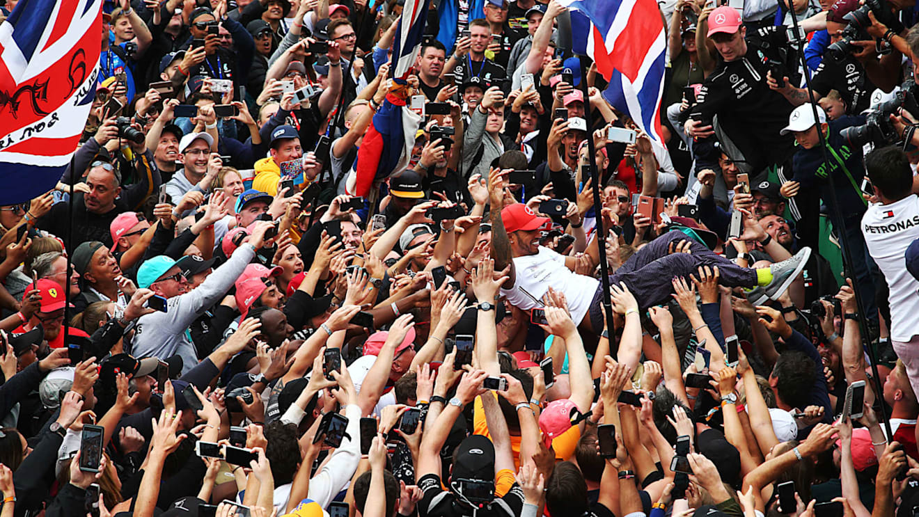SILVERSTONE, UNITED KINGDOM - JULY 14: Lewis Hamilton, Mercedes AMG F1, 1st position during the British GP at Silverstone on July 14, 2019 in Silverstone, United Kingdom. (Photo by JEP / LAT Images)