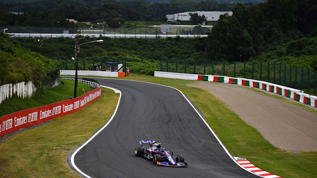 SUZUKA, JAPAN - OCTOBER 11: Pierre Gasly of France driving the (10) Scuderia Toro Rosso STR14 Honda on track during practice for the F1 Grand Prix of Japan at Suzuka Circuit on October 11, 2019 in Suzuka, Japan. (Photo by Clive Mason/Getty Images)