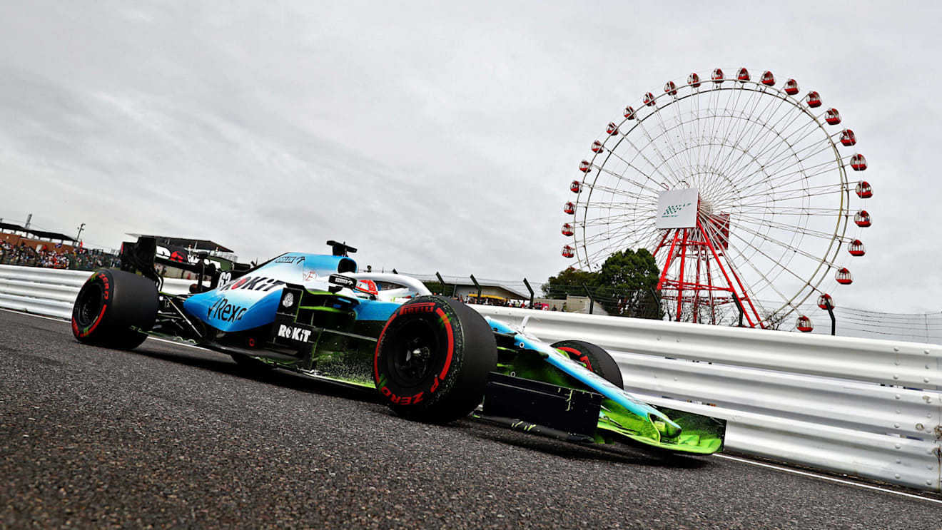 SUZUKA, JAPAN - OCTOBER 11: George Russell of Great Britain driving the (63) Rokit Williams Racing FW42 Mercedes on track during practice for the F1 Grand Prix of Japan at Suzuka Circuit on October 11, 2019 in Suzuka, Japan. (Photo by Mark Thompson/Getty Images)