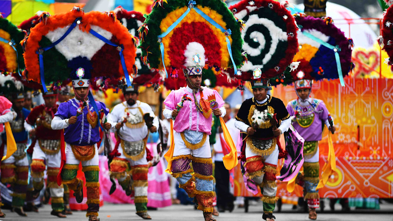 MEXICO CITY, MEXICO - OCTOBER 27: Mexican performers entertain the crowd before the F1 Grand Prix of Mexico at Autodromo Hermanos Rodriguez on October 27, 2019 in Mexico City, Mexico. (Photo by Clive Mason/Getty Images)
