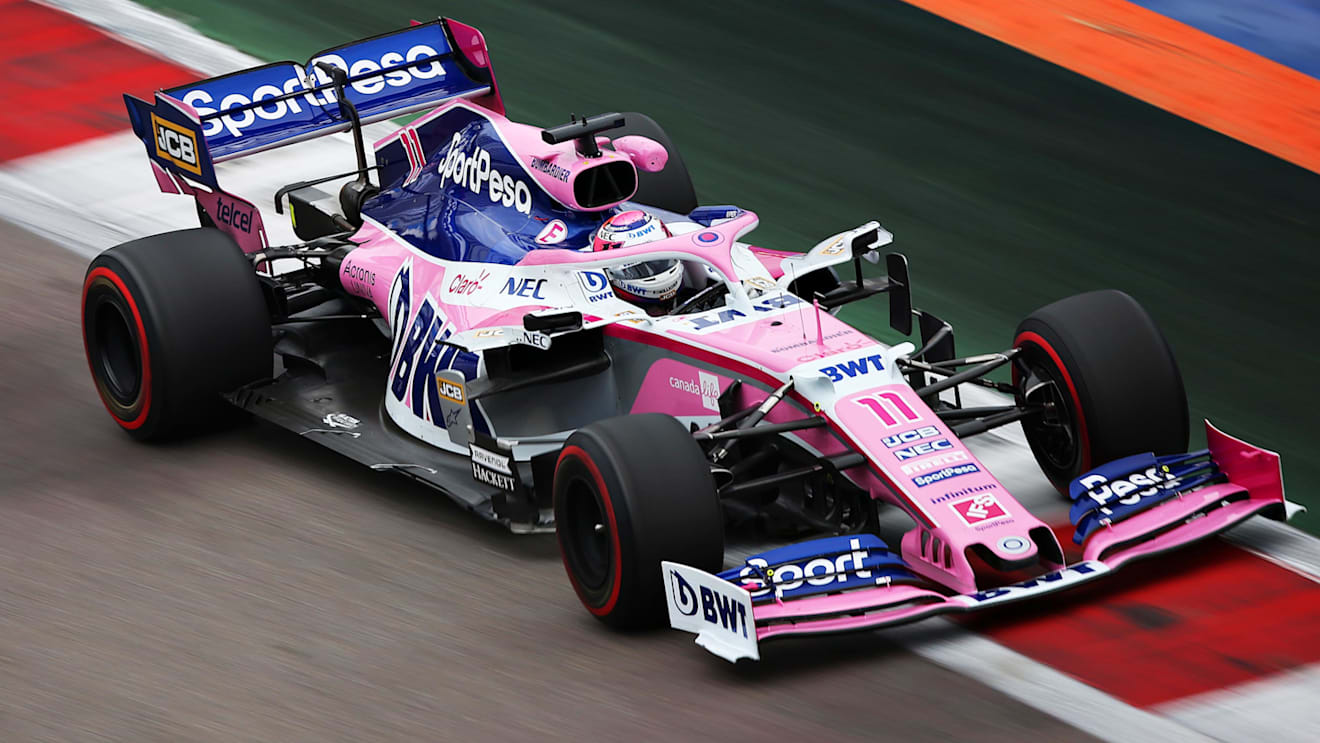 SOCHI, RUSSIA - SEPTEMBER 27: Sergio Perez of Mexico driving the (11) Racing Point RP19 Mercedes on track during practice for the F1 Grand Prix of Russia at Sochi Autodrom on September 27, 2019 in Sochi, Russia. (Photo by Charles Coates/Getty Images)