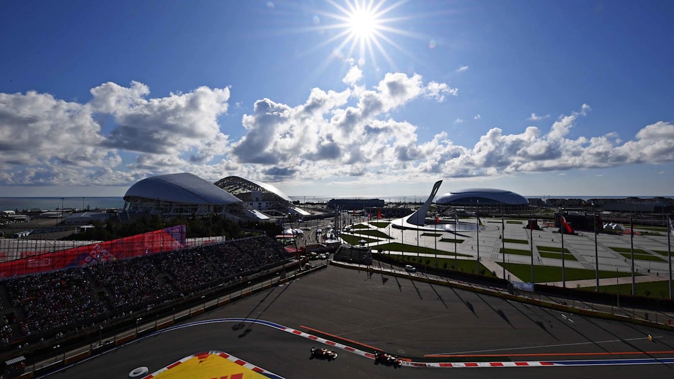 SOCHI, RUSSIA - SEPTEMBER 29: Max Verstappen of the Netherlands driving the (33) Aston Martin Red Bull Racing RB15 leads Carlos Sainz of Spain driving the (55) McLaren F1 Team MCL34 Renault on track during the F1 Grand Prix of Russia at Sochi Autodrom on September 29, 2019 in Sochi, Russia. (Photo by Clive Mason/Getty Images)