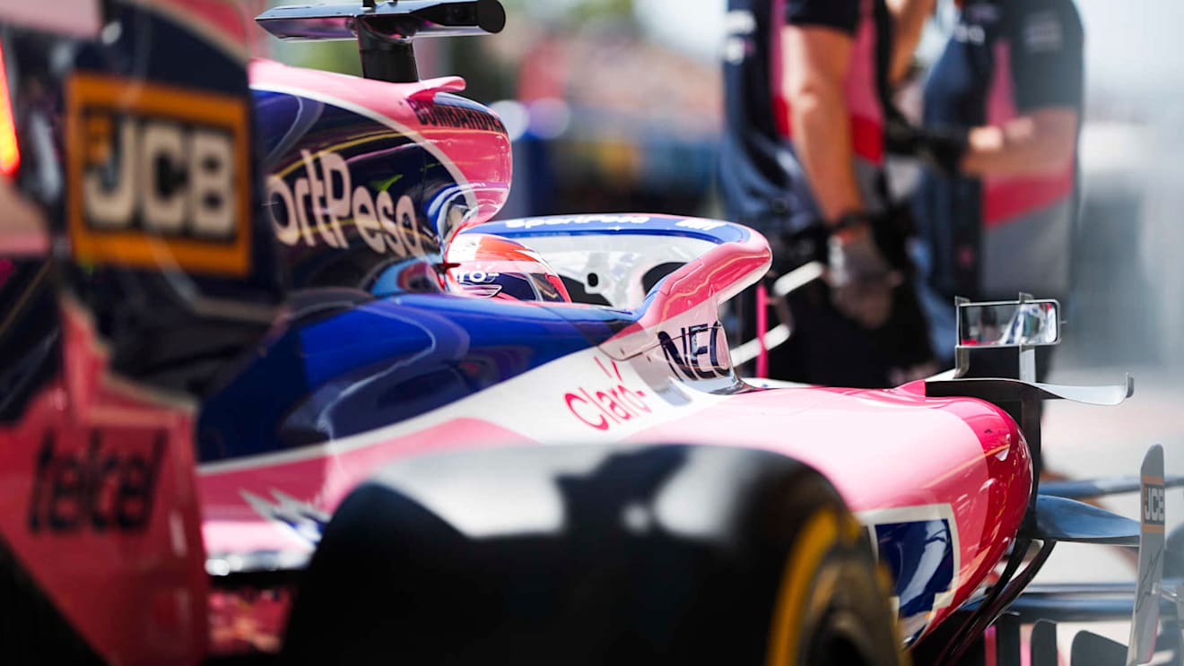 CIRCUIT DE BARCELONA-CATALUNYA, SPAIN - MAY 10: Sergio Perez, Racing Point RP19, makes a stop during practice during the Spanish GP at Circuit de Barcelona-Catalunya on May 10, 2019 in Circuit de Barcelona-Catalunya, Spain. (Photo by Zak Mauger / LAT Images)