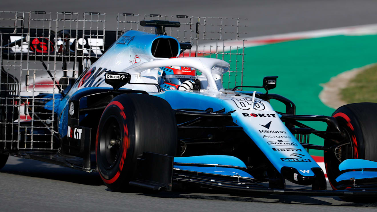 CIRCUIT DE BARCELONA-CATALUNYA, SPAIN - FEBRUARY 28: George Russell, Williams FW42 with aero sensors during the Barcelona February testing II at Circuit de Barcelona-Catalunya on February 28, 2019 in Circuit de Barcelona-Catalunya, Spain. (Photo by Zak Mauger / LAT Images)