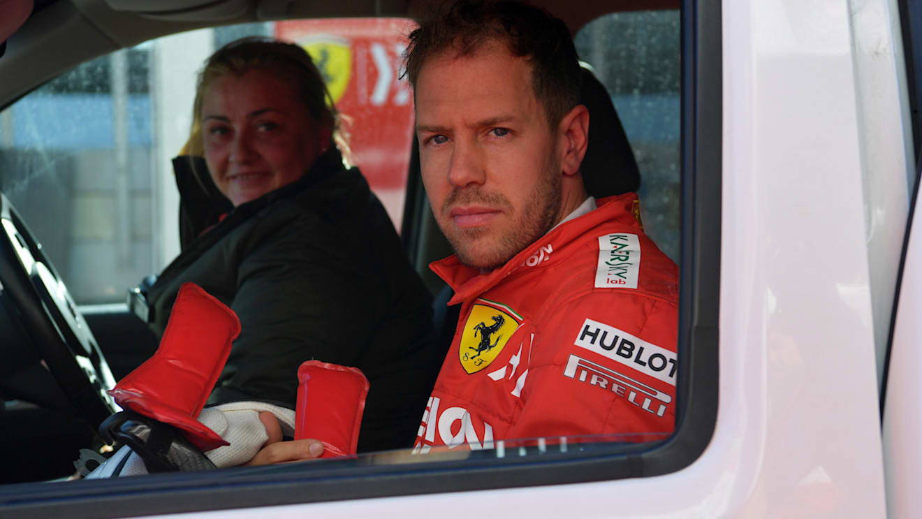 CIRCUIT DE BARCELONA-CATALUNYA, SPAIN - FEBRUARY 27: Sebastian Vettel, Ferrari after stopping on track during the Barcelona February testing II at Circuit de Barcelona-Catalunya on February 27, 2019 in Circuit de Barcelona-Catalunya, Spain. (Photo by Jerry Andre / Sutton Images)