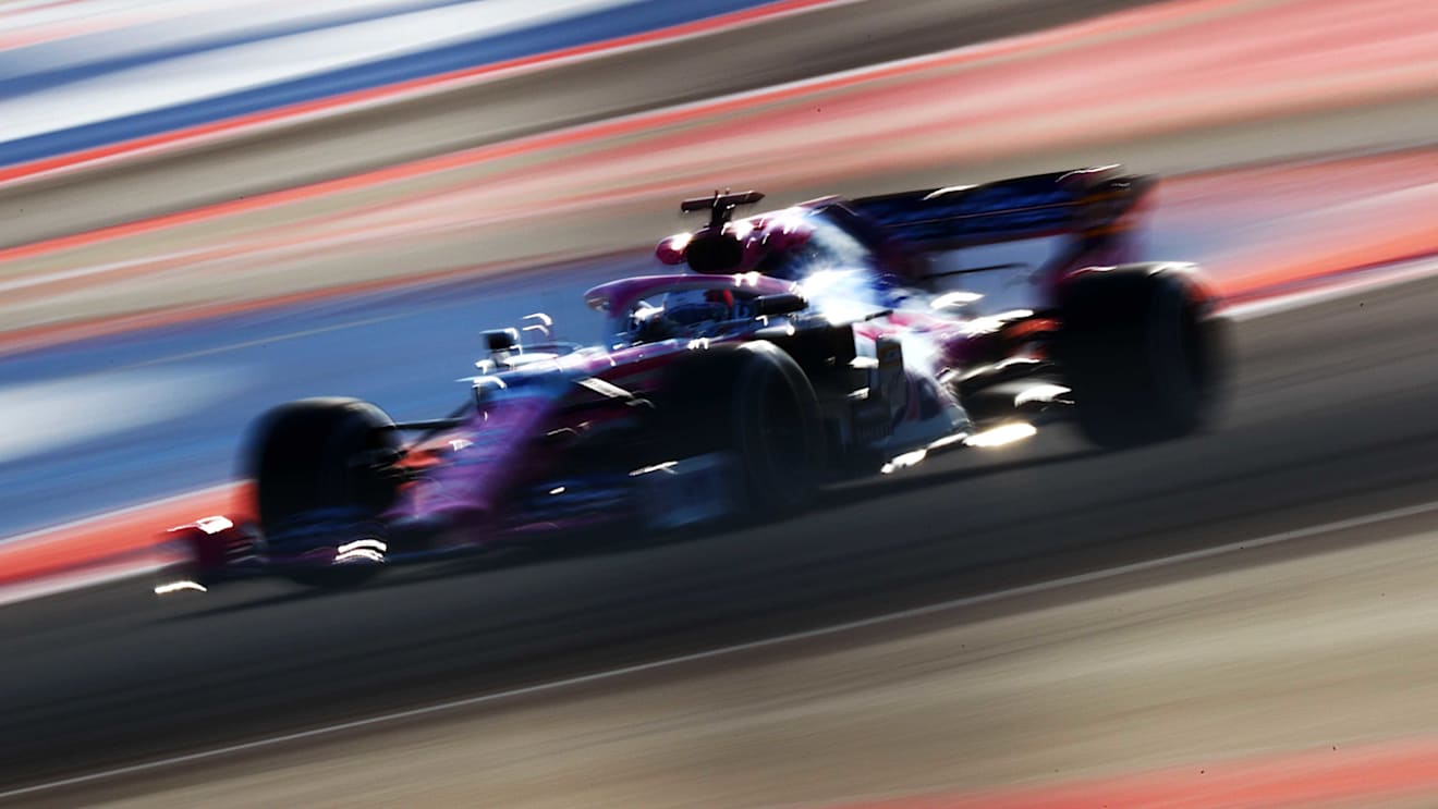 AUSTIN, TEXAS - NOVEMBER 01: Sergio Perez of Mexico driving the (11) Racing Point RP19 Mercedes on track during practice for the F1 Grand Prix of USA at Circuit of The Americas on November 01, 2019 in Austin, Texas. (Photo by Dan Istitene/Getty Images)