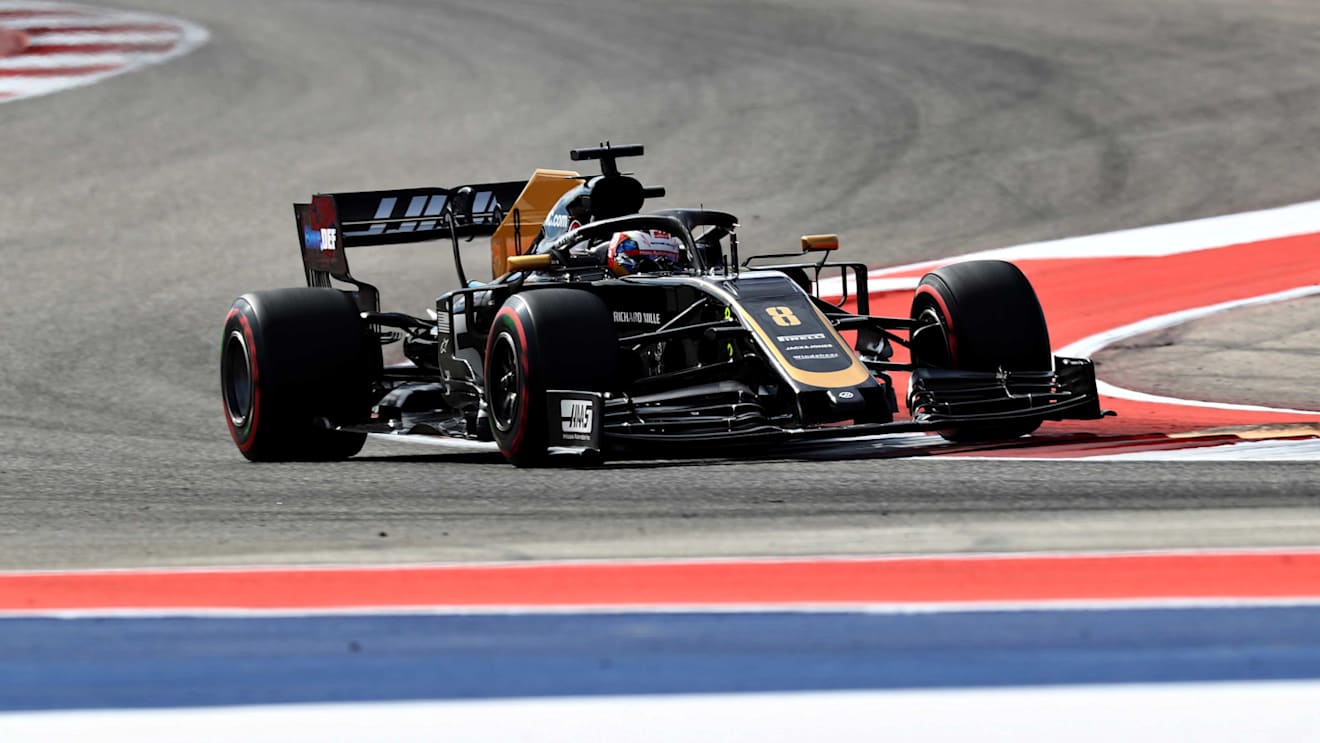 AUSTIN, TEXAS - NOVEMBER 02: Romain Grosjean of France driving the (8) Haas F1 Team VF-19 Ferrari on track during final practice for the F1 Grand Prix of USA at Circuit of The Americas on November 02, 2019 in Austin, Texas. (Photo by Mark Thompson/Getty Images)