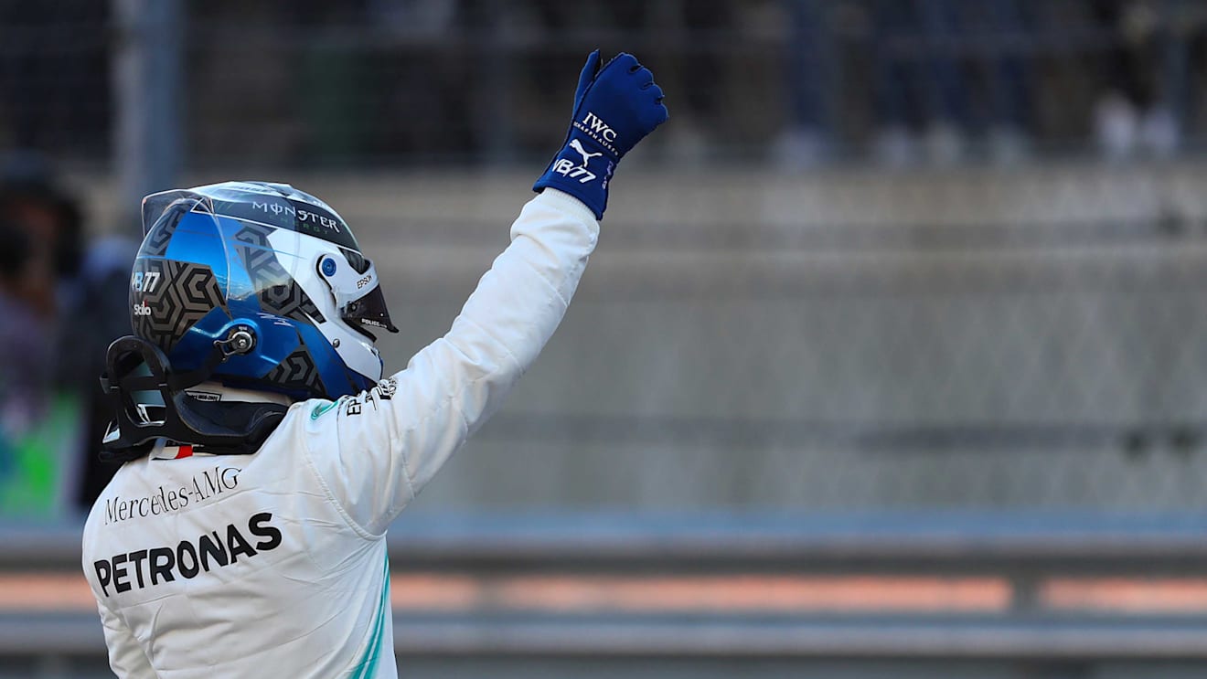 AUSTIN, TEXAS - NOVEMBER 02: Pole position qualifier Valtteri Bottas of Finland and Mercedes GP celebrates in parc ferme during qualifying for the F1 Grand Prix of USA at Circuit of The Americas on November 02, 2019 in Austin, Texas. (Photo by Mark Thompson/Getty Images)