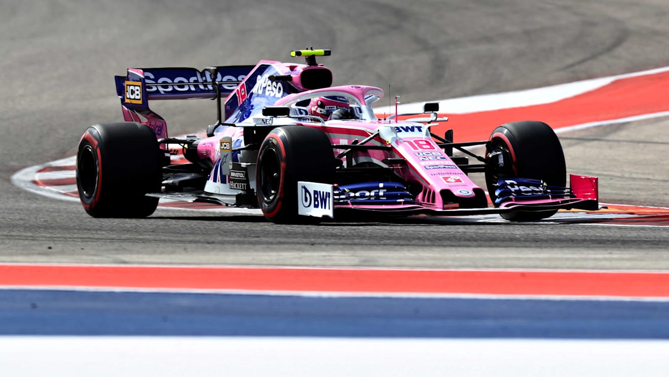 AUSTIN, TEXAS - NOVEMBER 02: Lance Stroll of Canada driving the (18) Racing Point RP19 Mercedes on track during final practice for the F1 Grand Prix of USA at Circuit of The Americas on November 02, 2019 in Austin, Texas. (Photo by Mark Thompson/Getty Images)
