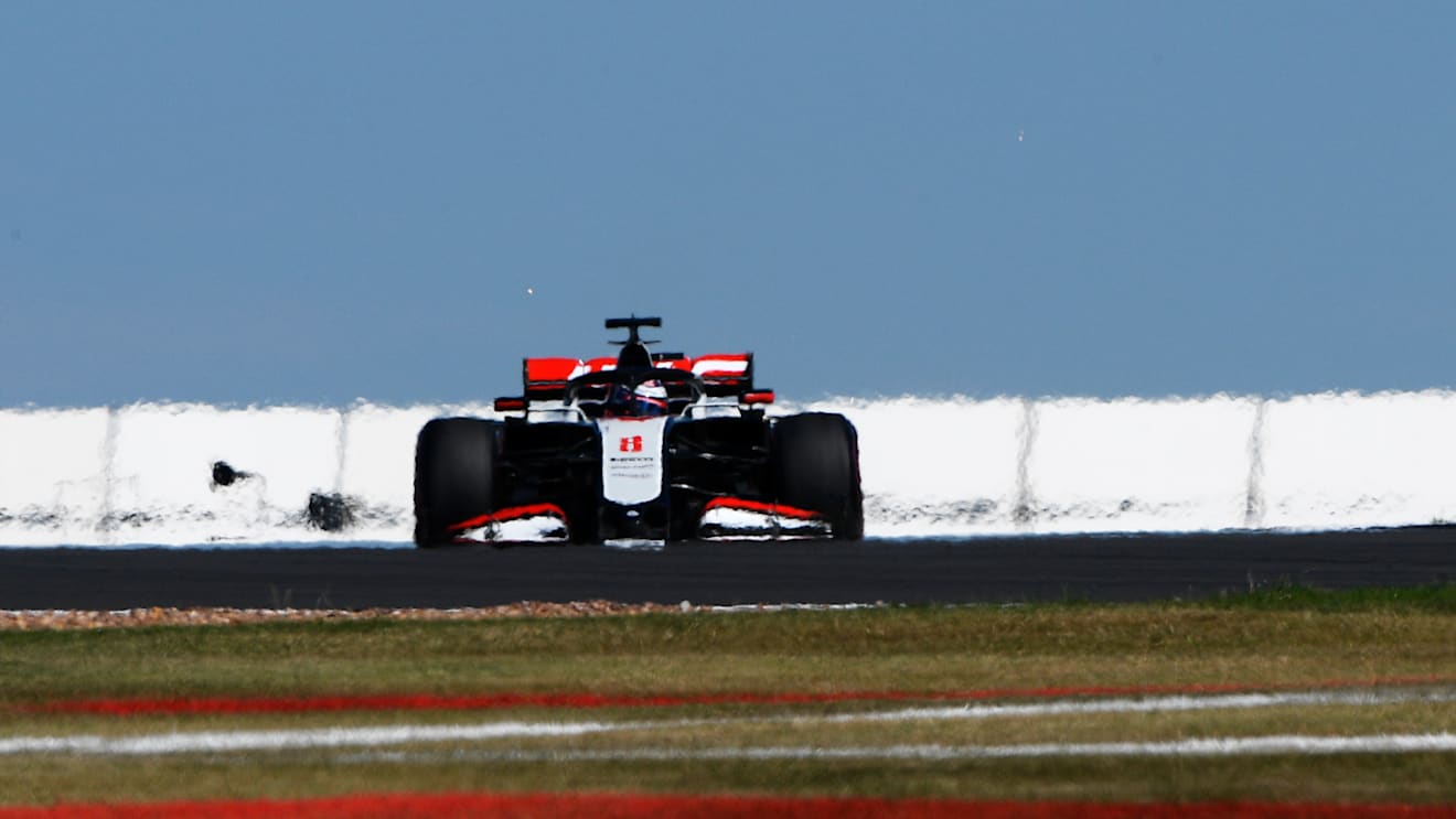 NORTHAMPTON, ENGLAND - AUGUST 07: Romain Grosjean of France driving the (8) Haas F1 Team VF-20 Ferrari drives on track during practice for the F1 70th Anniversary Grand Prix at Silverstone on August 07, 2020 in Northampton, England. (Photo by Rudy Carezzevoli/Getty Images)