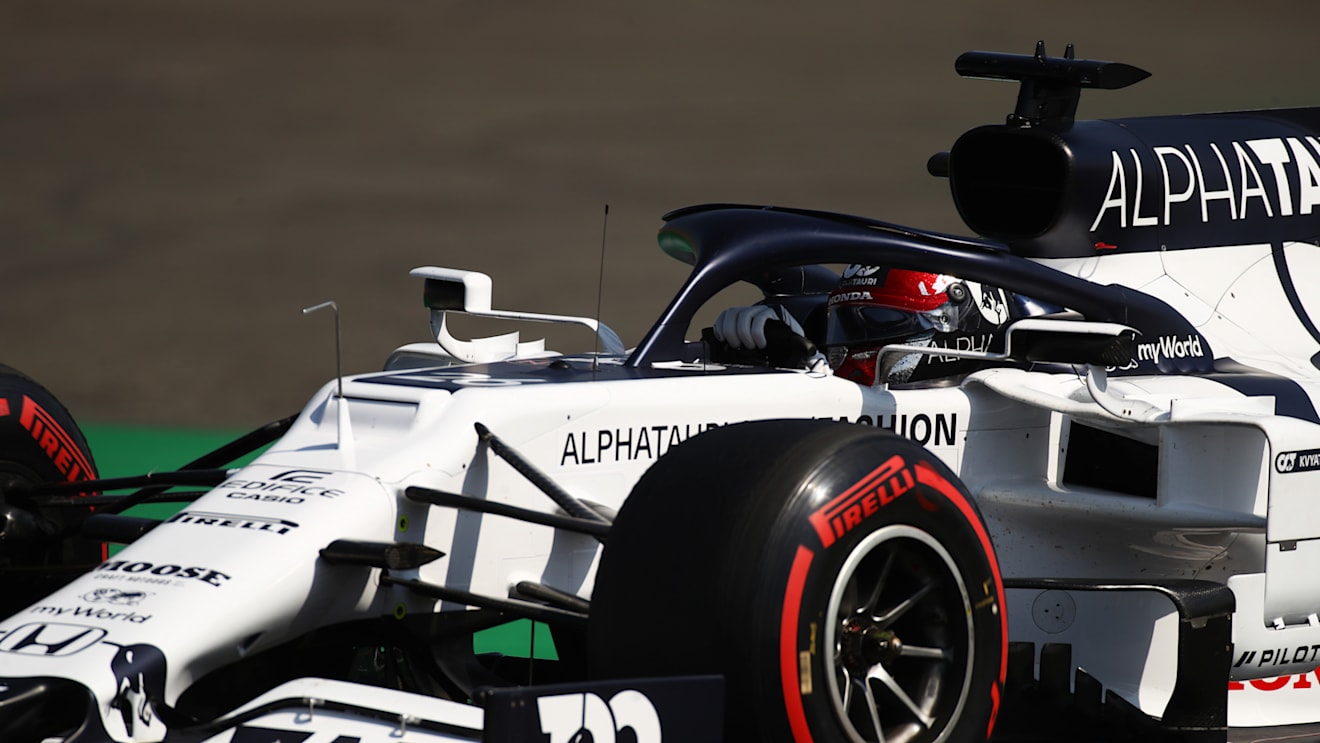 NORTHAMPTON, ENGLAND - AUGUST 08: Daniil Kvyat of Russia driving the (26) Scuderia AlphaTauri AT01 Honda on track during final practice for the F1 70th Anniversary Grand Prix at Silverstone on August 08, 2020 in Northampton, England. (Photo by Bryn Lennon/Getty Images)