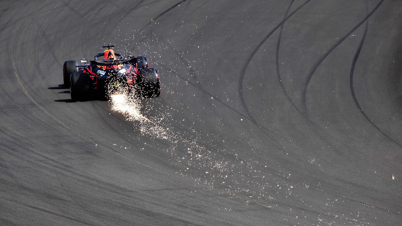 NORTHAMPTON, ENGLAND - AUGUST 08: Max Verstappen of the Netherlands driving the (33) Aston Martin Red Bull Racing RB16 on track during qualifying for the F1 70th Anniversary Grand Prix at Silverstone on August 08, 2020 in Northampton, England. (Photo by Ben Stansall/Pool via Getty Images)
