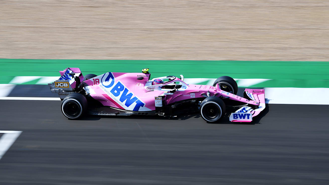 NORTHAMPTON, ENGLAND - AUGUST 09: Lance Stroll of Canada driving the (18) Racing Point RP20 Mercedes on track during the F1 70th Anniversary Grand Prix at Silverstone on August 09, 2020 in Northampton, England. (Photo by Ben Stansall/Pool via Getty Images)