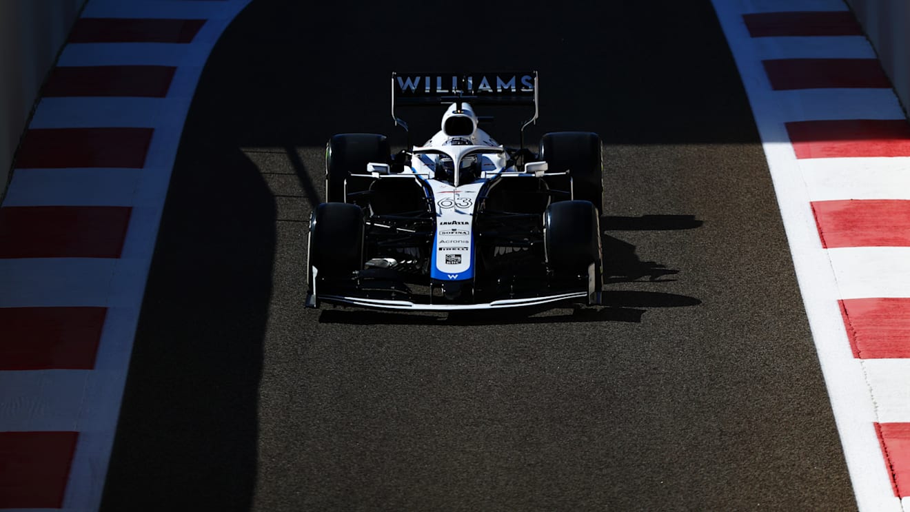 ABU DHABI, UNITED ARAB EMIRATES - DECEMBER 11: George Russell of Great Britain driving the (63) Williams Racing FW43 Mercedes on track during practice ahead of the F1 Grand Prix of Abu Dhabi at Yas Marina Circuit on December 11, 2020 in Abu Dhabi, United Arab Emirates. (Photo by Dan Istitene - Formula 1/Formula 1 via Getty Images)