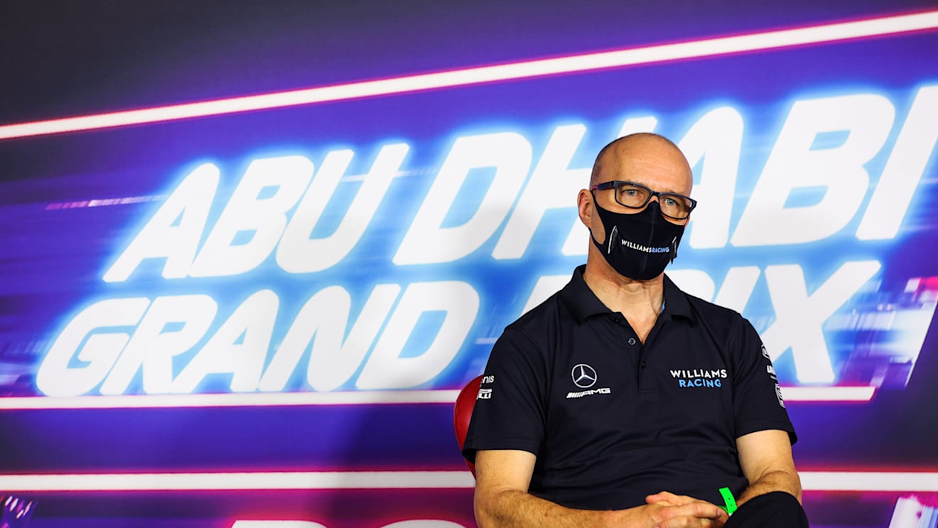 ABU DHABI, UNITED ARAB EMIRATES - DECEMBER 11: Williams Acting Team Principal Simon Roberts talks in the Team Principals Press Conference during practice ahead of the F1 Grand Prix of Abu Dhabi at Yas Marina Circuit on December 11, 2020 in Abu Dhabi, United Arab Emirates. (Photo by Antonin Vincent - Pool/Getty Images)
