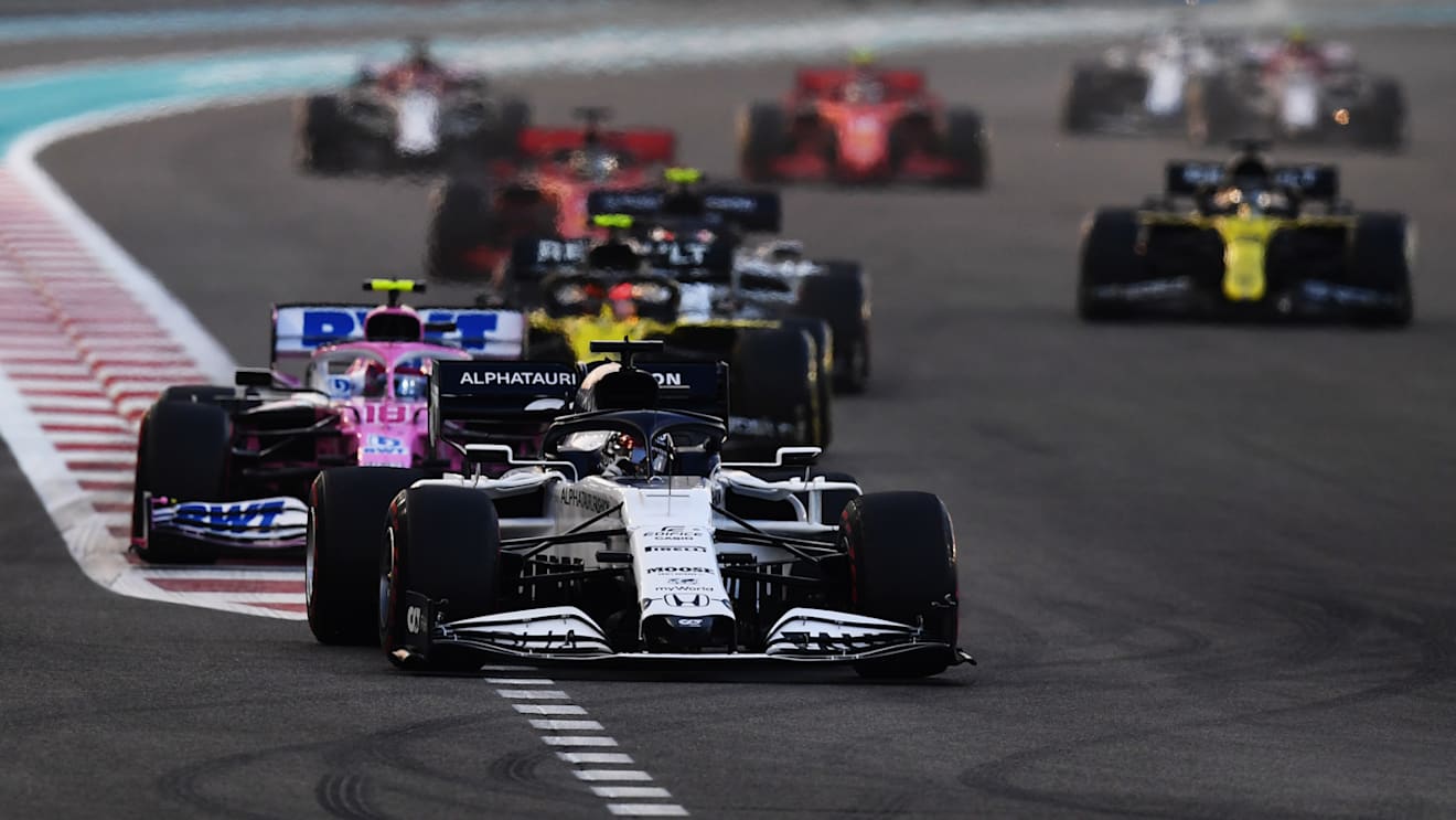 ABU DHABI, UNITED ARAB EMIRATES - DECEMBER 13: Daniil Kvyat of Russia driving the (26) Scuderia AlphaTauri AT01 Honda during the F1 Grand Prix of Abu Dhabi at Yas Marina Circuit on December 13, 2020 in Abu Dhabi, United Arab Emirates. (Photo by Clive Mason - Formula 1/Formula 1 via Getty Images)