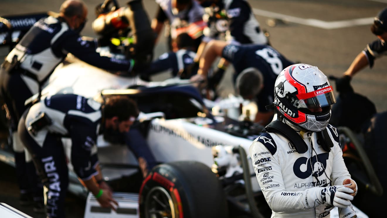 ABU DHABI, UNITED ARAB EMIRATES - DECEMBER 13: Pierre Gasly of France and Scuderia AlphaTauri prepares to drive on the grid prior to the F1 Grand Prix of Abu Dhabi at Yas Marina Circuit on December 13, 2020 in Abu Dhabi, United Arab Emirates. (Photo by Peter Fox/Getty Images)