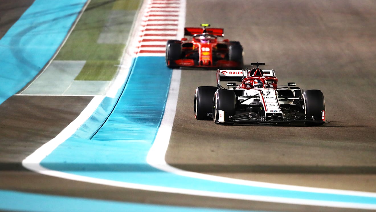 ABU DHABI, UNITED ARAB EMIRATES - DECEMBER 13: Kimi Raikkonen of Finland driving the (7) Alfa Romeo Racing C39 Ferrari during the F1 Grand Prix of Abu Dhabi at Yas Marina Circuit on December 13, 2020 in Abu Dhabi, United Arab Emirates. (Photo by Bryn Lennon/Getty Images)