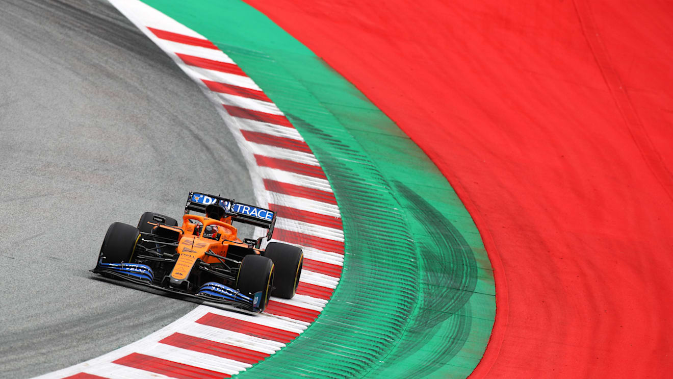 SPIELBERG, AUSTRIA - JULY 03: Carlos Sainz of Spain driving the (55) McLaren F1 Team MCL35 Renault on track during practice for the F1 Grand Prix of Austria at Red Bull Ring on July 03, 2020 in Spielberg, Austria. (Photo by Mark Thompson/Getty Images,)