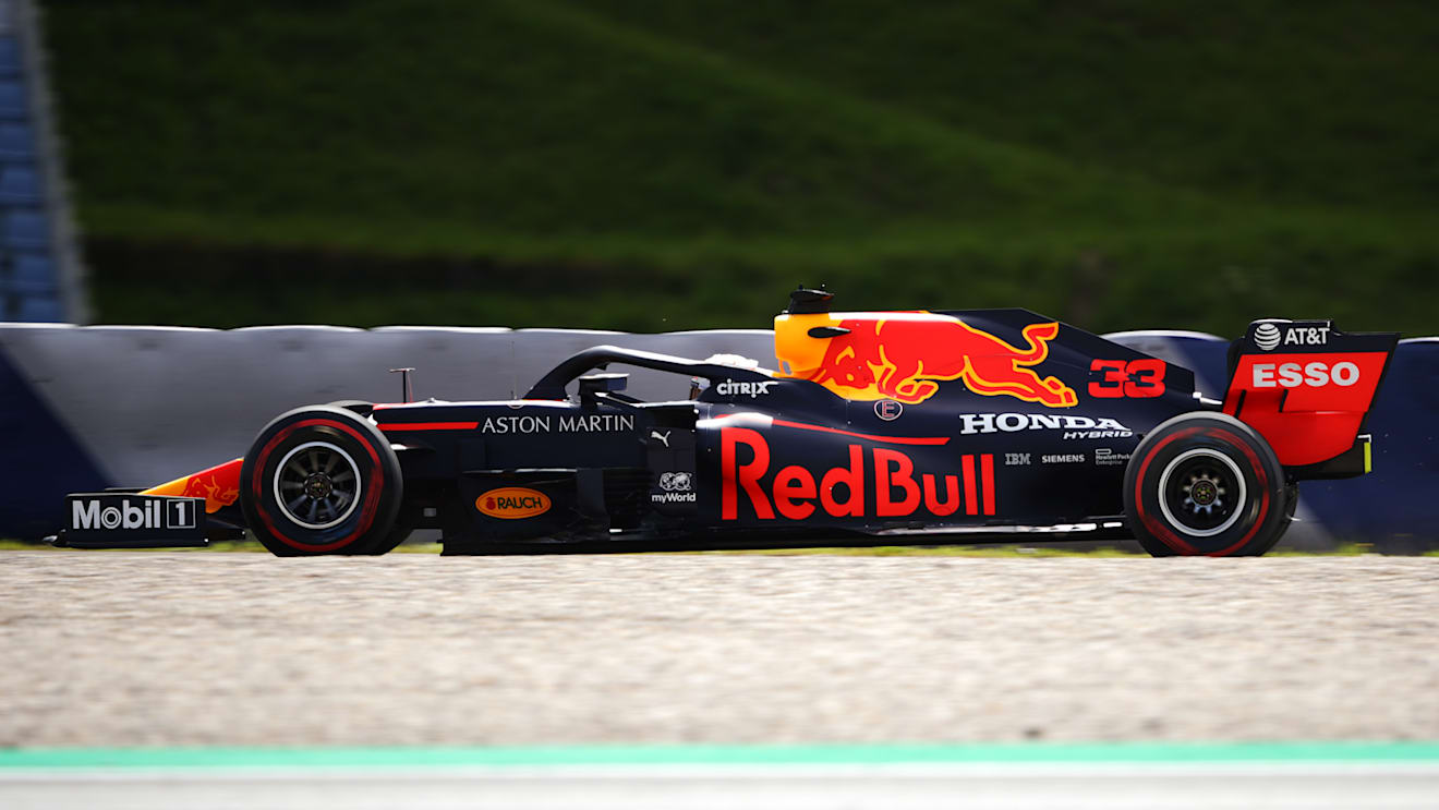 SPIELBERG, AUSTRIA - JULY 03: Max Verstappen of the Netherlands driving the (33) Aston Martin Red Bull Racing RB16 on track during practice for the F1 Grand Prix of Austria at Red Bull Ring on July 03, 2020 in Spielberg, Austria. (Photo by Bryn Lennon/Getty Images)