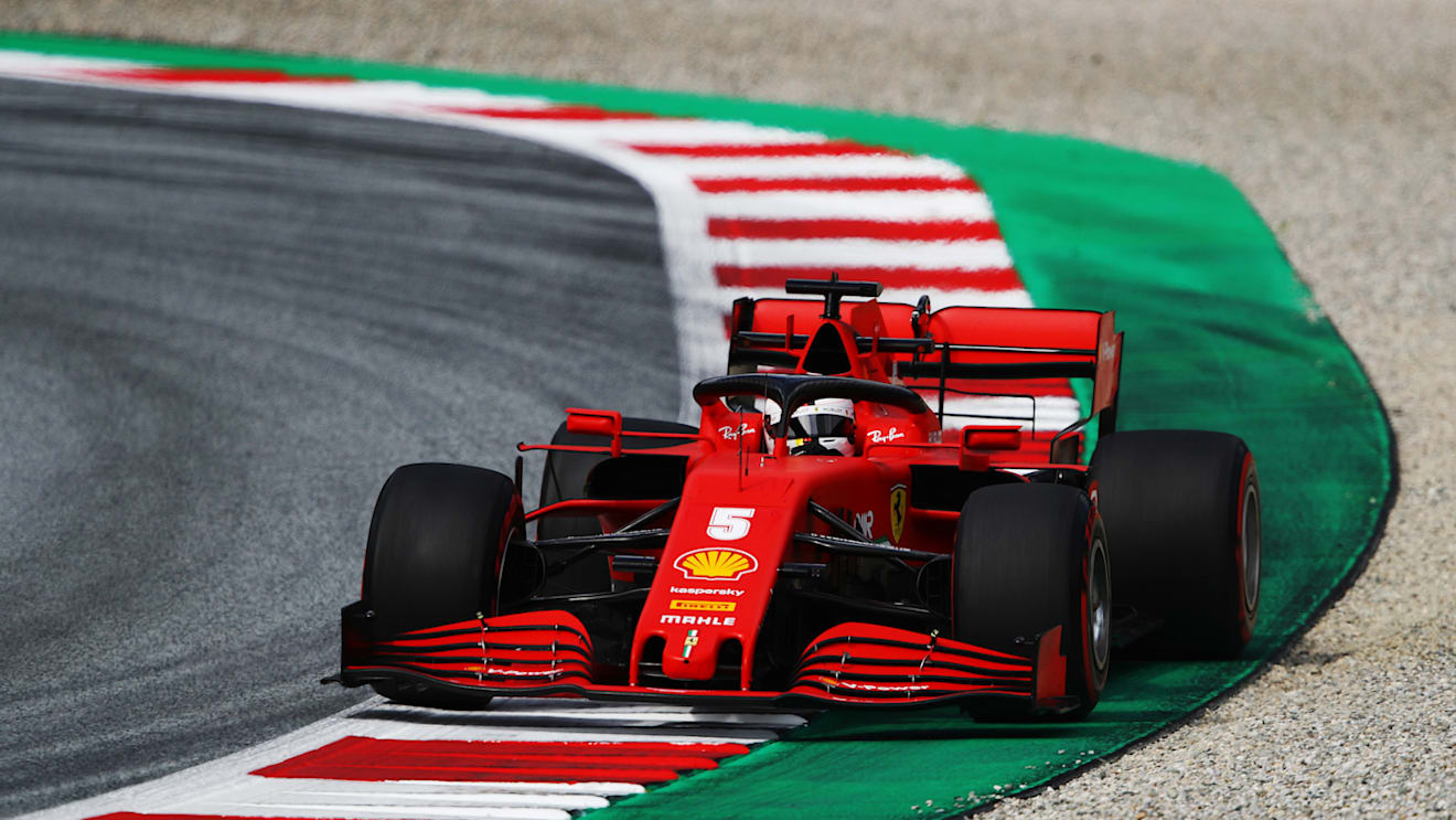 SPIELBERG, AUSTRIA - JULY 03: Sebastian Vettel of Germany driving the (5) Scuderia Ferrari SF1000 on track during practice for the F1 Grand Prix of Austria at Red Bull Ring on July 03, 2020 in Spielberg, Austria. (Photo by Bryn Lennon/Getty Images)