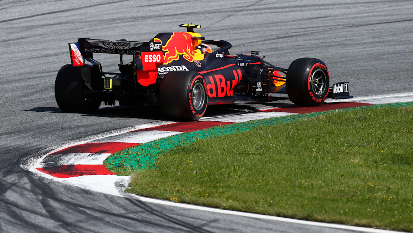 SPIELBERG, AUSTRIA - JULY 04: Alexander Albon of Thailand driving the (23) Aston Martin Red Bull Racing RB16 on track during qualifying for the Formula One Grand Prix of Austria at Red Bull Ring on July 04, 2020 in Spielberg, Austria. (Photo by Darko Bandic/Pool via Getty Images)