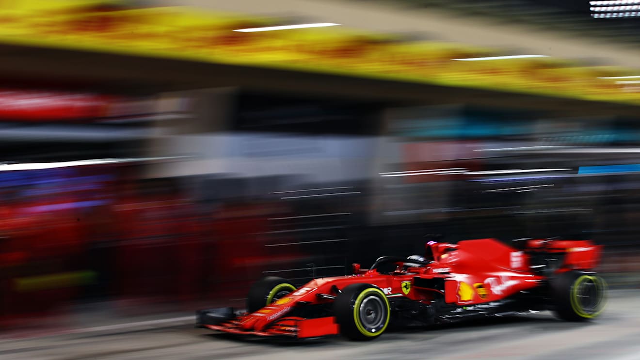 BAHRAIN, BAHRAIN - NOVEMBER 28: Sebastian Vettel of Germany driving the (5) Scuderia Ferrari SF1000 comes into the Pit lane during qualifying ahead of the F1 Grand Prix of Bahrain at Bahrain International Circuit on November 28, 2020 in Bahrain, Bahrain. (Photo by Mark Thompson/Getty Images)