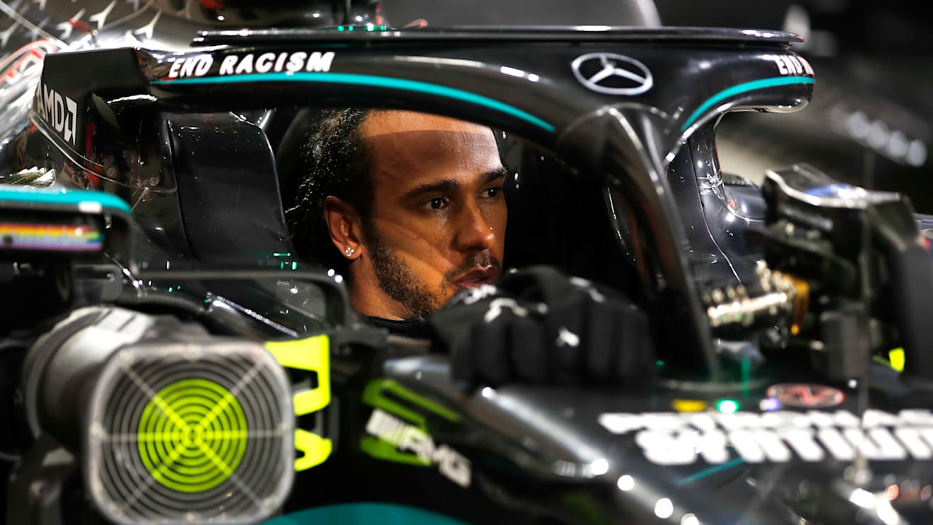 BAHRAIN, BAHRAIN - NOVEMBER 29: Race winner Lewis Hamilton of Great Britain and Mercedes GP celebrates in parc ferme during the F1 Grand Prix of Bahrain at Bahrain International Circuit on November 29, 2020 in Bahrain, Bahrain. (Photo by Hamad Mohammed - Pool/Getty Images)