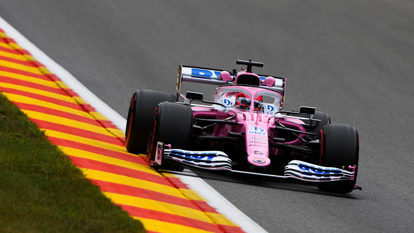 SPA, BELGIUM - AUGUST 28: Sergio Perez of Mexico driving the (11) Racing Point RP20 Mercedes drives during practice for the F1 Grand Prix of Belgium at Circuit de Spa-Francorchamps on August 28, 2020 in Spa, Belgium. (Photo by Rudy Carezzevoli/Getty Images)