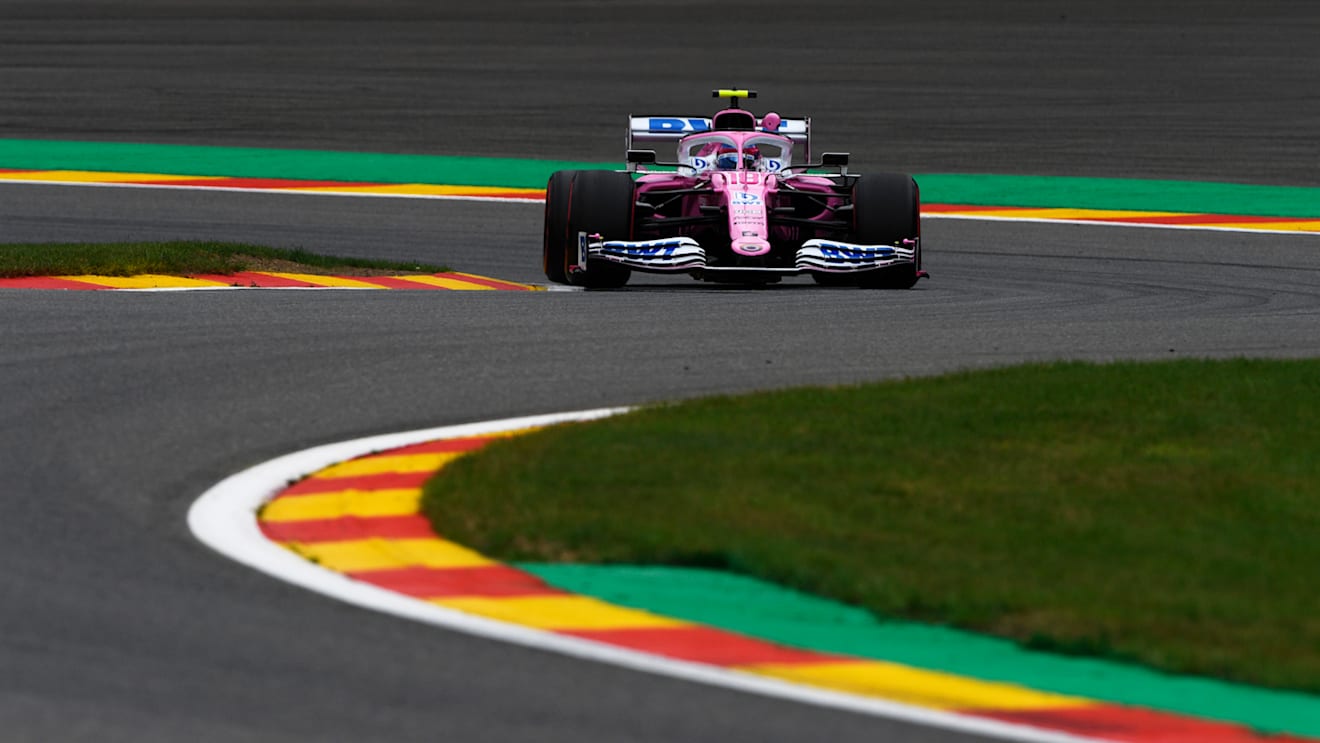 SPA, BELGIUM - AUGUST 28: Lance Stroll of Canada driving the (18) Racing Point RP20 Mercedes drives during practice for the F1 Grand Prix of Belgium at Circuit de Spa-Francorchamps on August 28, 2020 in Spa, Belgium. (Photo by Rudy Carezzevoli/Getty Images)