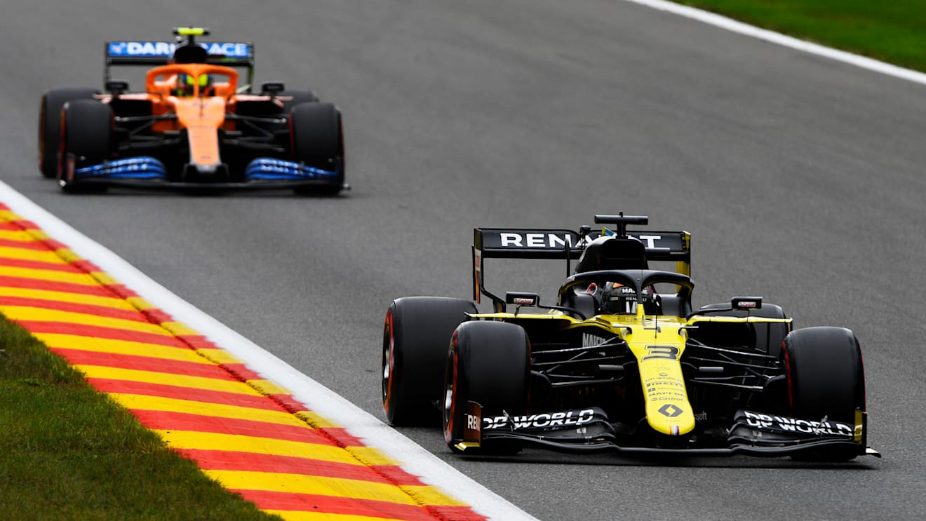 SPA, BELGIUM - AUGUST 28: Daniel Ricciardo of Australia driving the (3) Renault Sport Formula One Team RS20 drives during practice for the F1 Grand Prix of Belgium at Circuit de Spa-Francorchamps on August 28, 2020 in Spa, Belgium. (Photo by Rudy Carezzevoli/Getty Images)