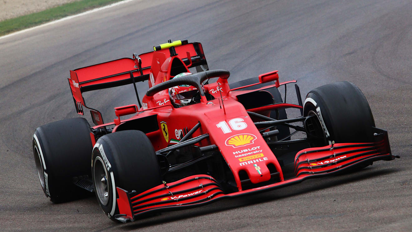 IMOLA, ITALY - NOVEMBER 01: Charles Leclerc of Monaco driving the (16) Scuderia Ferrari SF1000 on track during the F1 Grand Prix of Emilia Romagna at Autodromo Enzo e Dino Ferrari on November 01, 2020 in Imola, Italy. (Photo by Davide Gennari - Pool/Getty Images)