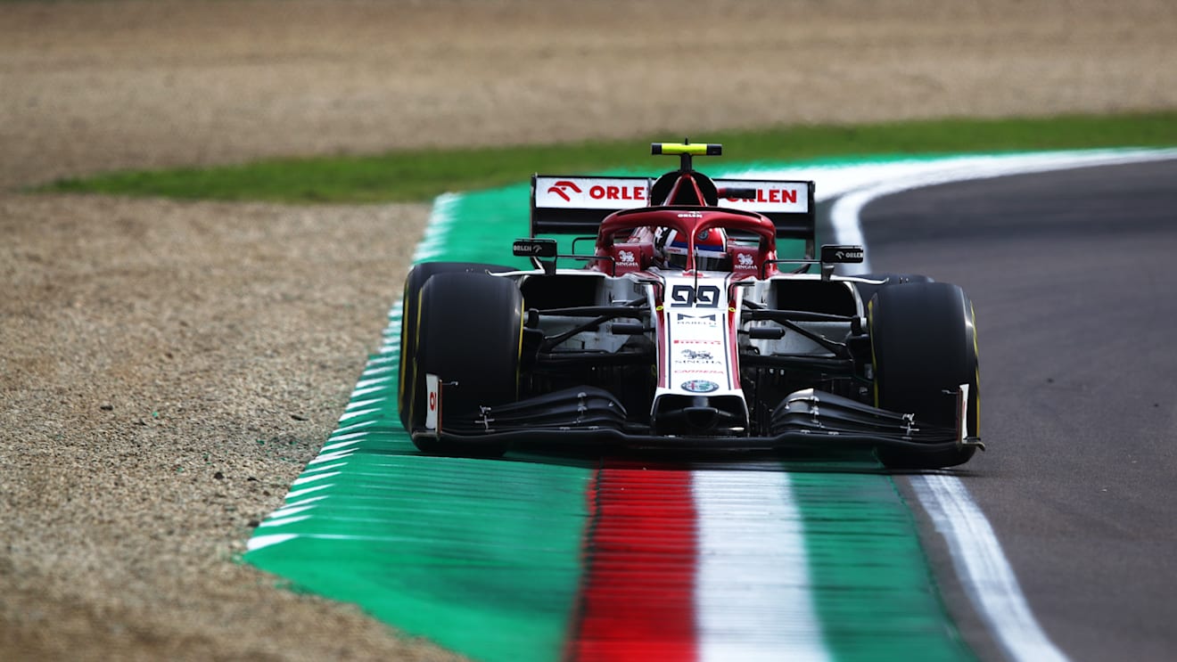IMOLA, ITALY - NOVEMBER 01: Antonio Giovinazzi of Italy driving the (99) Alfa Romeo Racing C39 Ferrari on track during the F1 Grand Prix of Emilia Romagna at Autodromo Enzo e Dino Ferrari on November 01, 2020 in Imola, Italy. (Photo by Joe Portlock/Getty Images)
