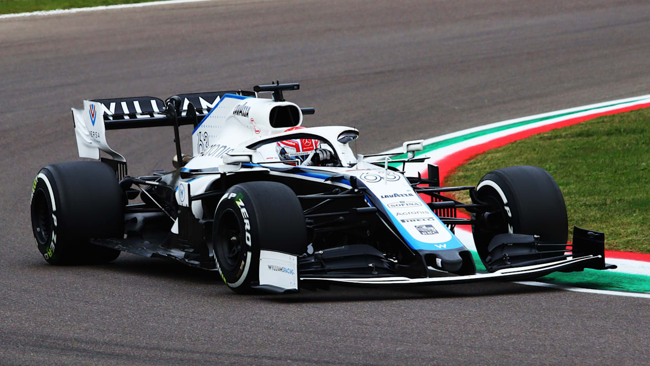 IMOLA, ITALY - NOVEMBER 01: George Russell of Great Britain driving the (63) Williams Racing FW43 Mercedes on track during the F1 Grand Prix of Emilia Romagna at Autodromo Enzo e Dino Ferrari on November 01, 2020 in Imola, Italy. (Photo by Davide Gennari - Pool/Getty Images)