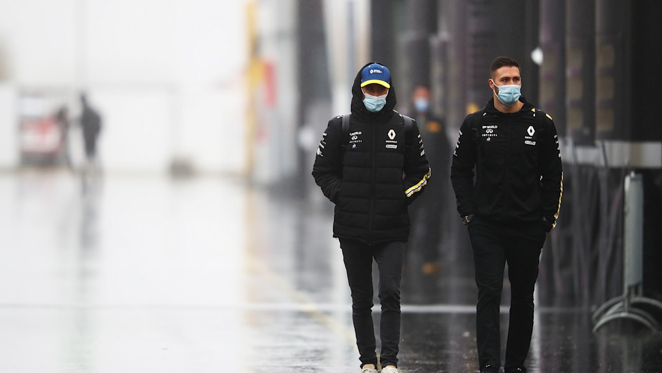 NUERBURG, GERMANY - OCTOBER 09: Daniel Ricciardo of Australia and Renault Sport F1 walks in the Paddock before practice ahead of the F1 Eifel Grand Prix at Nuerburgring on October 09, 2020 in Nuerburg, Germany. (Photo by Mark Thompson/Getty Images)
