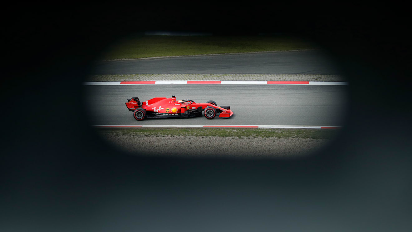 NUERBURG, GERMANY - OCTOBER 10: Sebastian Vettel of Germany driving the (5) Scuderia Ferrari SF1000 on track during final practice ahead of the F1 Eifel Grand Prix at Nuerburgring on October 10, 2020 in Nuerburg, Germany. (Photo by Ronald Wittek - Pool/Getty Images)
