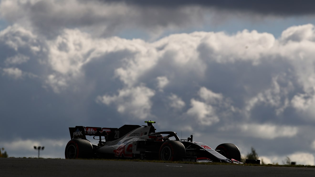 NUERBURG, GERMANY - OCTOBER 10: Kevin Magnussen of Denmark driving the (20) Haas F1 Team VF-20 Ferrari on track during final practice ahead of the F1 Eifel Grand Prix at Nuerburgring on October 10, 2020 in Nuerburg, Germany. (Photo by Bryn Lennon/Getty Images)