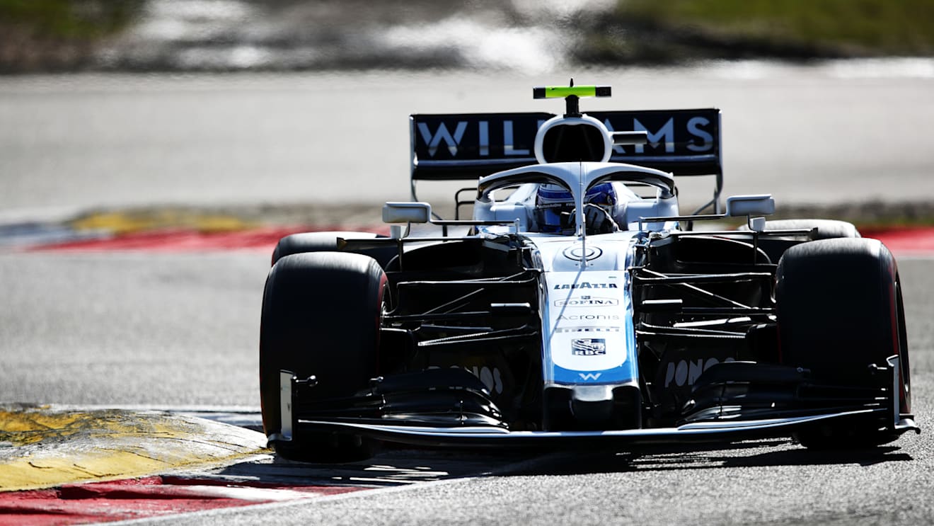 NUERBURG, GERMANY - OCTOBER 10: Nicholas Latifi of Canada driving the (6) Williams Racing FW43 Mercedes on track during qualifying ahead of the F1 Eifel Grand Prix at Nuerburgring on October 10, 2020 in Nuerburg, Germany. (Photo by Joe Portlock/Getty Images)
